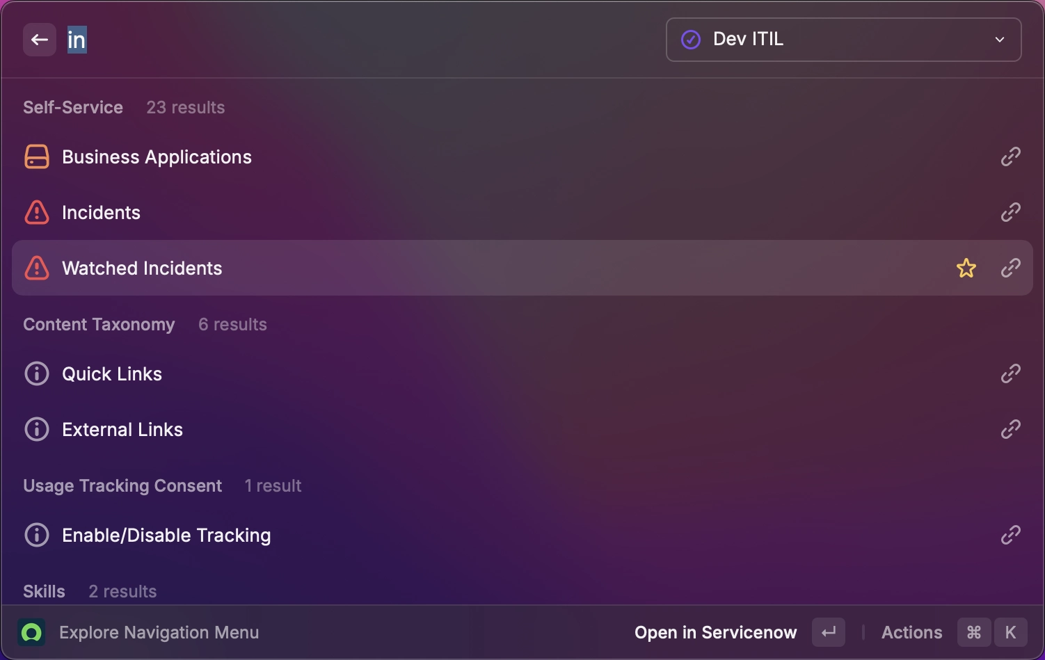 Raycast ServiceNow extension — instance navigation